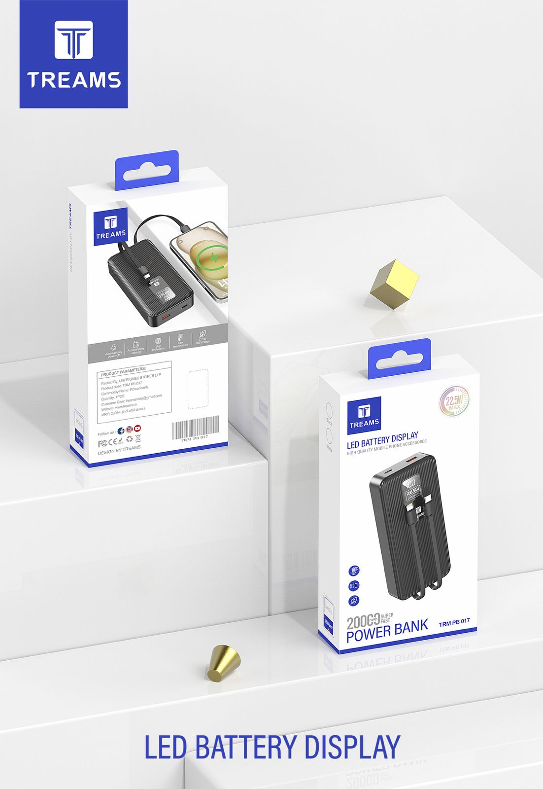 Treams PB 017 Powerbank 20000mah 22.5W FAST CHARGE(WITH CABLE)