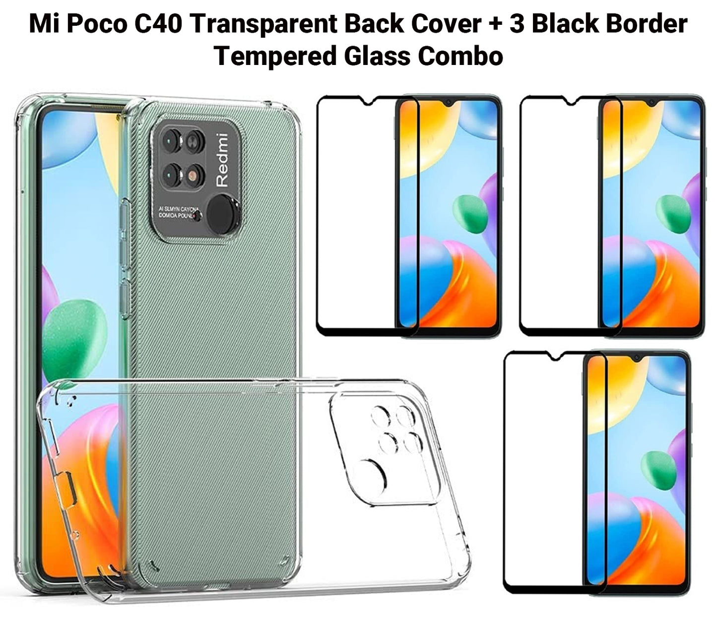 VAKIBO Super Premium Soft TPU Transparent Case With Dustplug,Side Grip,Corner Protection,lanyard Cuts,Camera Protection Suitable for Mi Poco C40