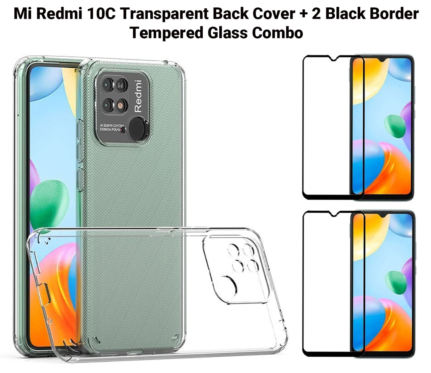 VAKIBO Super Premium Soft TPU Transparent Case With Dustplug,Side Grip,Corner Protection,lanyard Cuts,Camera Protection Suitable for Mi Redmi 10C