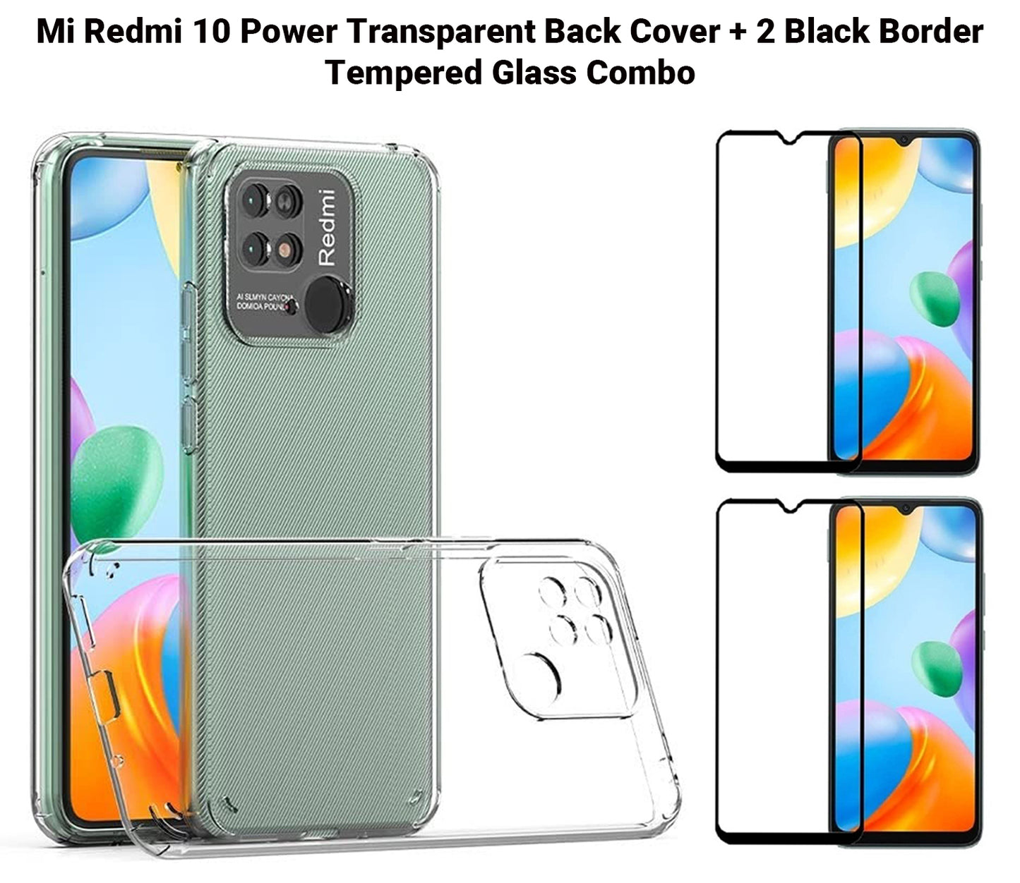 VAKIBO Super Premium Soft TPU Transparent Case With Dustplug,Side Grip,Corner Protection,lanyard Cuts,Camera Protection Suitable for Mi Redmi 10 Power