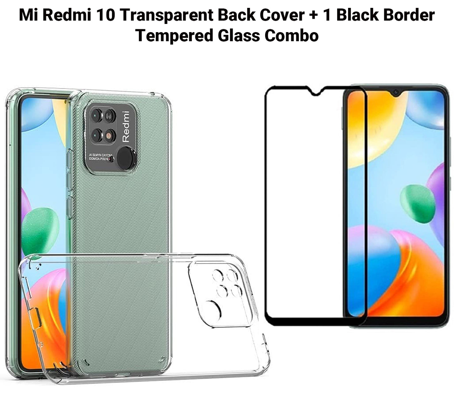 VAKIBO Super Premium Soft TPU Transparent Case With Dustplug,Side Grip,Corner Protection,lanyard Cuts,Camera Protection Suitable for Mi Redmi 10
