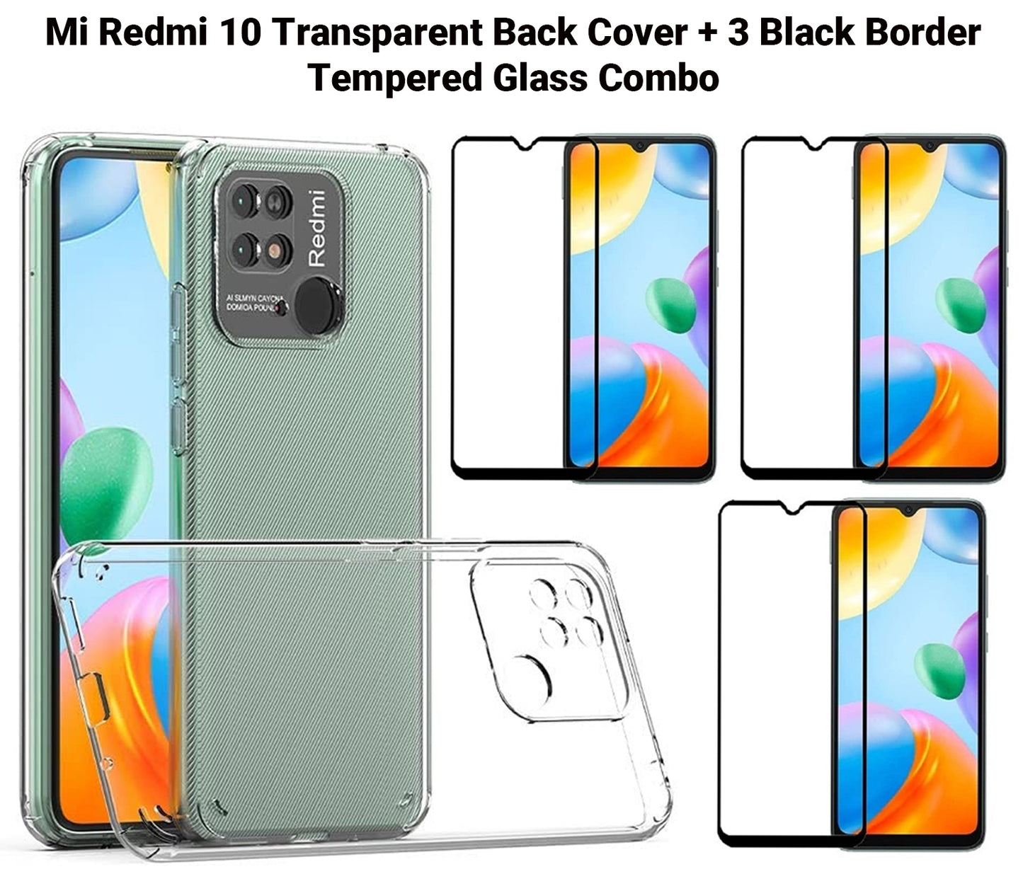 VAKIBO Super Premium Soft TPU Transparent Case With Dustplug,Side Grip,Corner Protection,lanyard Cuts,Camera Protection Suitable for Mi Redmi 10