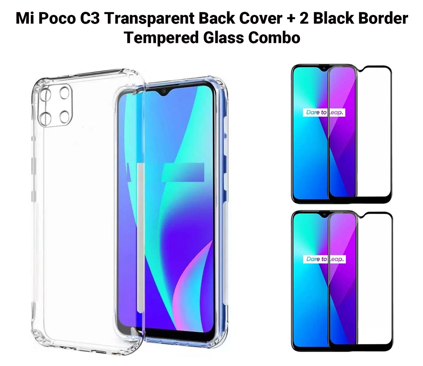 VAKIBO Premium Clear 1.5MM Thick Transparent Soft TPU Rubber Back Cover Case With Camera Protection Suitable for Mi Poco C3