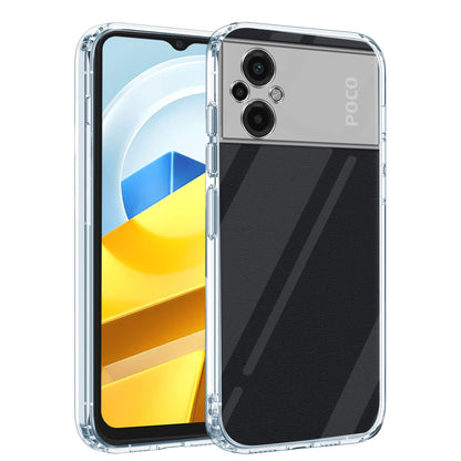 VAKIBO Super Premium Soft TPU Transparent Case With Dustplug,Side Grip,Corner Protection,lanyard Cuts,Camera Protection Suitable for Mi Poco M5