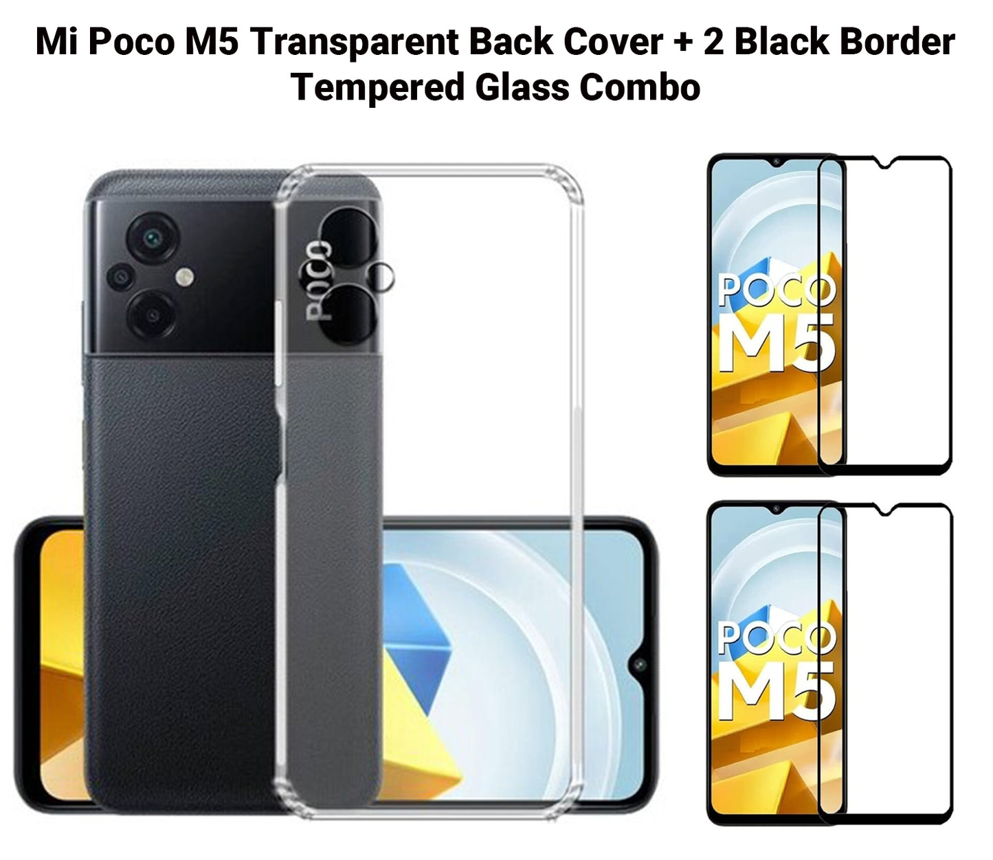 VAKIBO Super Premium Soft TPU Transparent Case With Dustplug,Side Grip,Corner Protection,lanyard Cuts,Camera Protection Suitable for Mi Poco M5