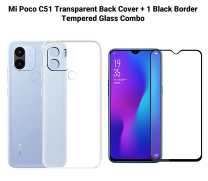 VAKIBO Super Premium Soft TPU Transparent Case With Dustplug,Side Grip,Corner Protection,lanyard Cuts,Camera Protection Suitable for Mi Poco C51