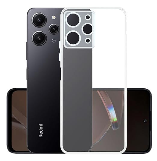 VAKIBO Super Premium Soft TPU Transparent Case With Dustplug,Side Grip,Corner Protection,lanyard Cuts,Camera Protection Suitable for Mi Redmi 12 4G