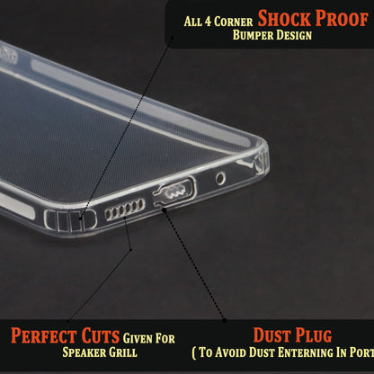 VAKIBO Super Premium Soft TPU Transparent Case With Dustplug,Side Grip,Corner Protection,lanyard Cuts,Camera Protection Suitable for Mi Redmi 12 4G