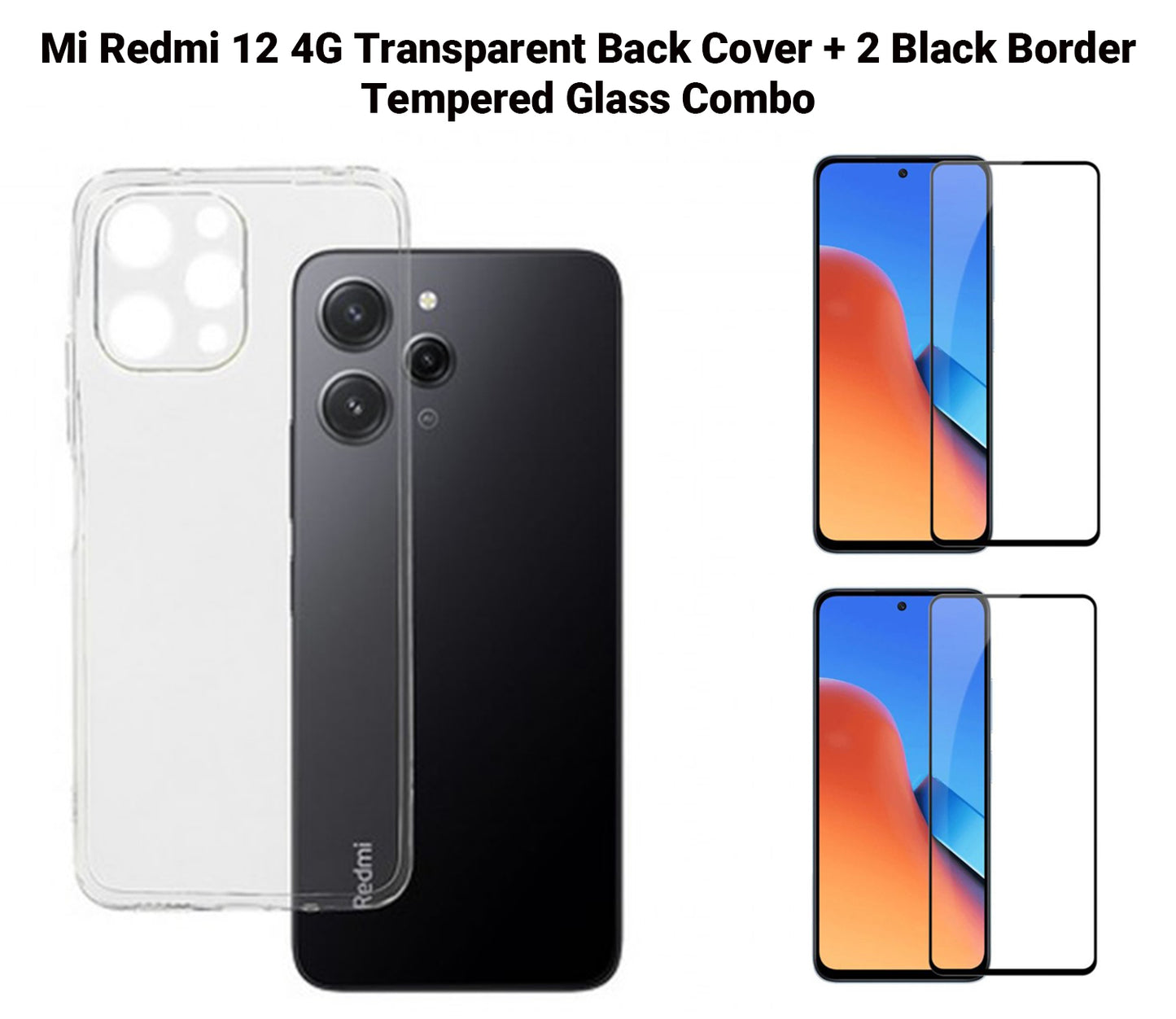 VAKIBO Super Premium Soft TPU Transparent Case With Dustplug,Side Grip,Corner Protection,lanyard Cuts,Camera Protection Suitable for Mi Redmi 12 4G