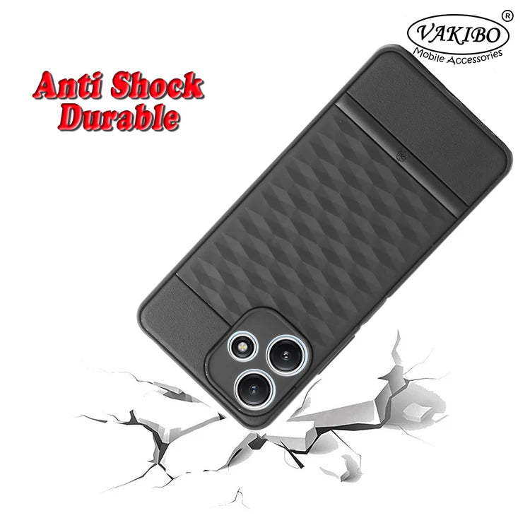 VAKIBO Parallax Design Black Coloured Soft TPU Rubber Back Cover Case With Camera Protection Ring Suitable for Mi Poco M6 Pro 5G
