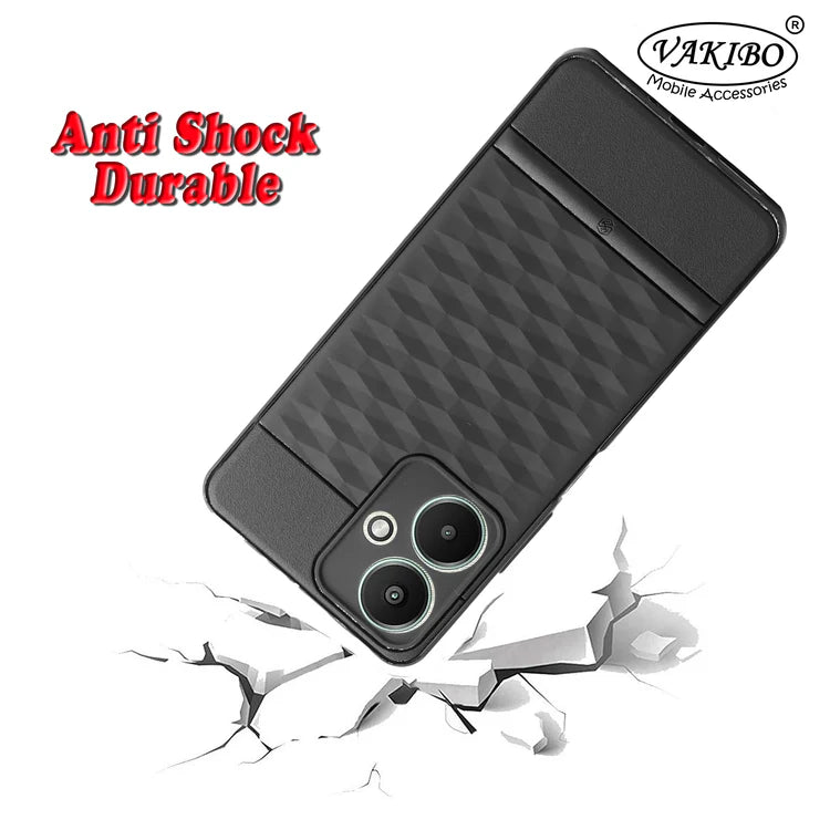 VAKIBO Parallax Design Black Coloured Soft TPU Rubber Back Cover Case With Camera Protection Ring Suitable for Mi Poco M6 5G