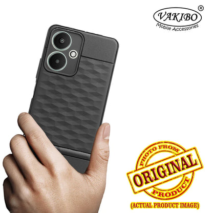 VAKIBO Parallax Design Black Coloured Soft TPU Rubber Back Cover Case With Camera Protection Ring Suitable for Mi Poco M6 5G