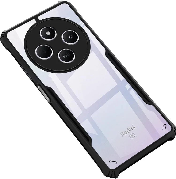 VAKIBO Best Selling Black and Transparent Back Cover Case Made With Soft TPU and Acrylic With 4 Corner and Camera Protection Suitable for Mi Redmi 14R