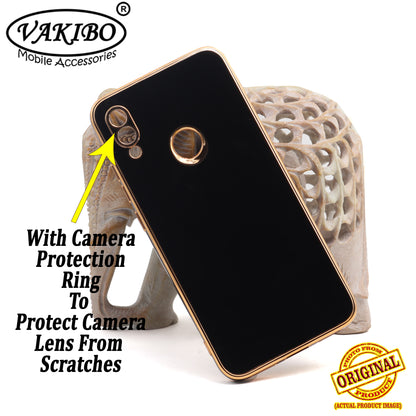 VAKIBO Golden Chrome Border Black Coloured Soft TPU Back Cover Case With Camera Protection Suitable for Mi Redmi 7