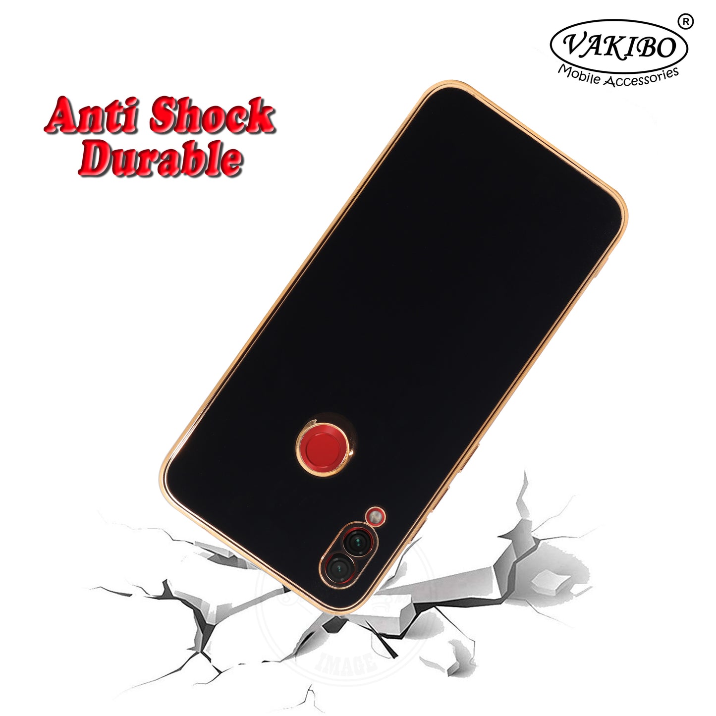 VAKIBO Golden Chrome Border Black Coloured Soft TPU Back Cover Case With Camera Protection Suitable for Mi Redmi Y3