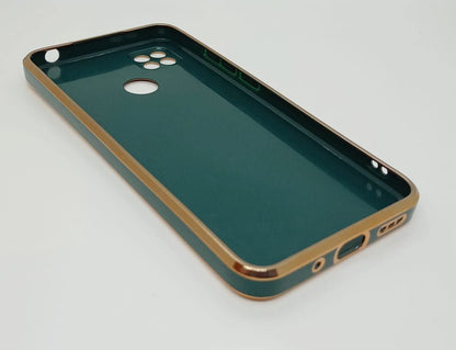 VAKIBO Golden Chrome Border Green Coloured Soft TPU Back Cover Case With Camera Protection Suitable for Mi Redmi 9