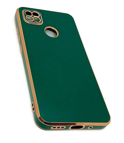 VAKIBO Golden Chrome Border Green Coloured Soft TPU Back Cover Case With Camera Protection Suitable for Mi Poco C31