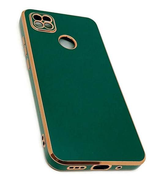 VAKIBO Golden Chrome Border Green Coloured Soft TPU Back Cover Case With Camera Protection Suitable for Mi Poco C31