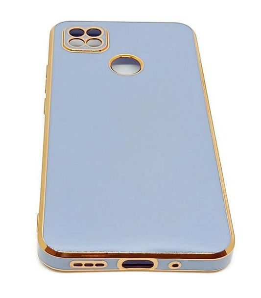 VAKIBO Golden Chrome Border Steel Blue Coloured Soft TPU Back Cover Case With Camera Protection Suitable for Mi Redmi 9