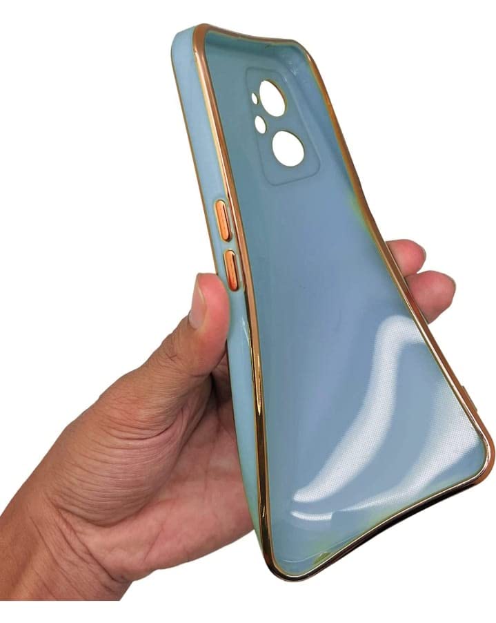 VAKIBO Golden Chrome Border Steel Blue Coloured Soft TPU Back Cover Case With Camera Protection Suitable for Mi Redmi 9