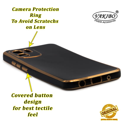 VAKIBO Golden Chrome Border Black Coloured Soft TPU Back Cover Case With Camera Protection Suitable for Mi Redmi A1