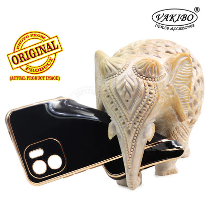 VAKIBO Golden Chrome Border Black Coloured Soft TPU Back Cover Case With Camera Protection Suitable for Mi Redmi A2