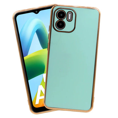 VAKIBO Golden Chrome Border Pista Coloured Soft TPU Back Cover Case With Camera Protection Suitable for Mi Redmi A2