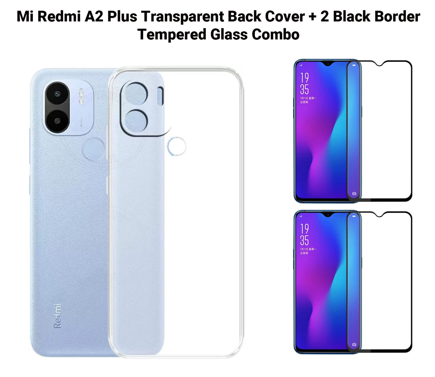 VAKIBO Super Premium Soft TPU Transparent Case With Dustplug,Side Grip,Corner Protection,lanyard Cuts,Camera Protection Suitable for Mi Redmi A2+