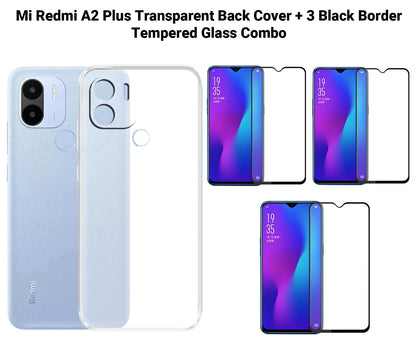 VAKIBO Super Premium Soft TPU Transparent Case With Dustplug,Side Grip,Corner Protection,lanyard Cuts,Camera Protection Suitable for Mi Redmi A2+