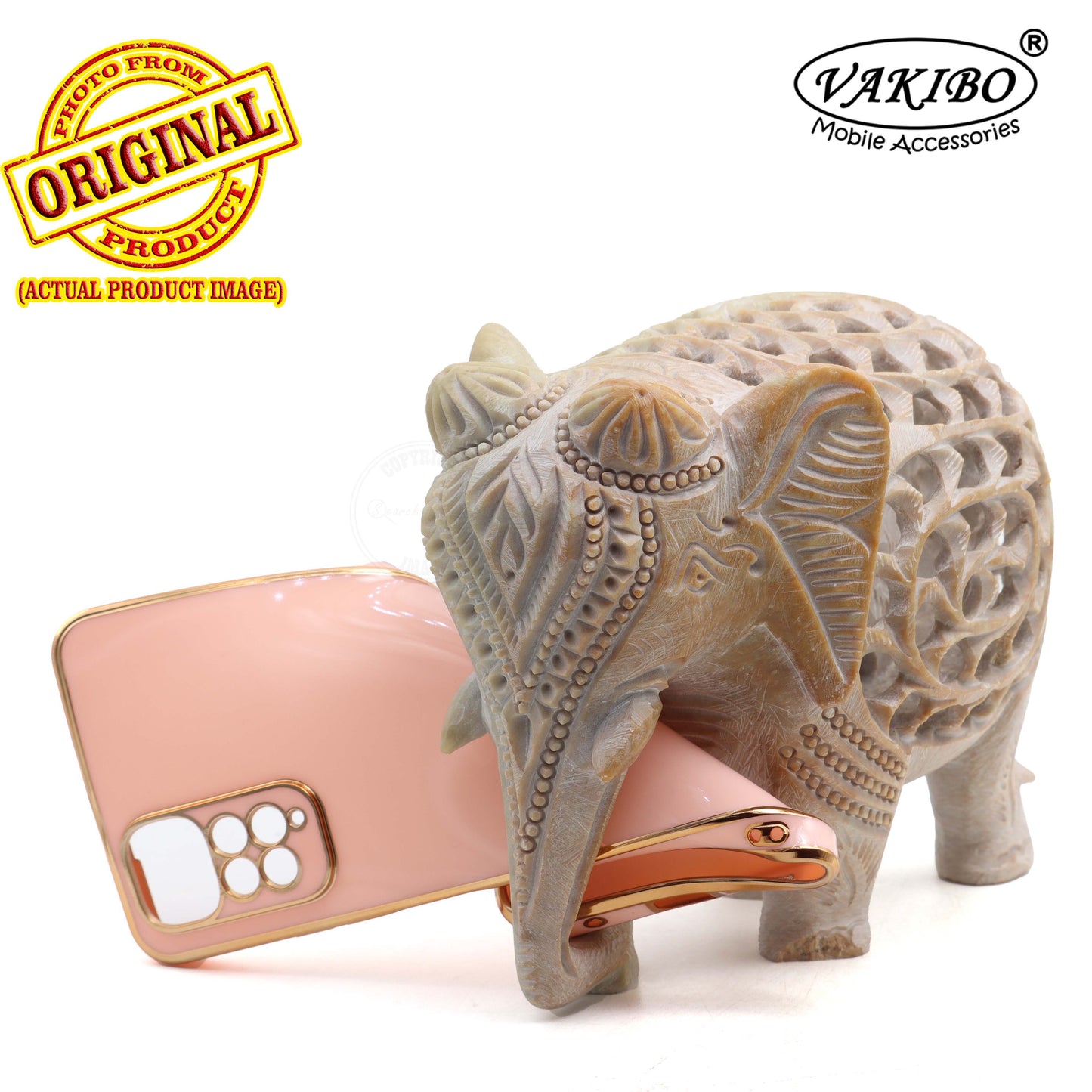 VAKIBO Golden Chrome Border Peach Coloured Soft TPU Back Cover Case With Camera Protection Suitable for Mi Redmi Note 11