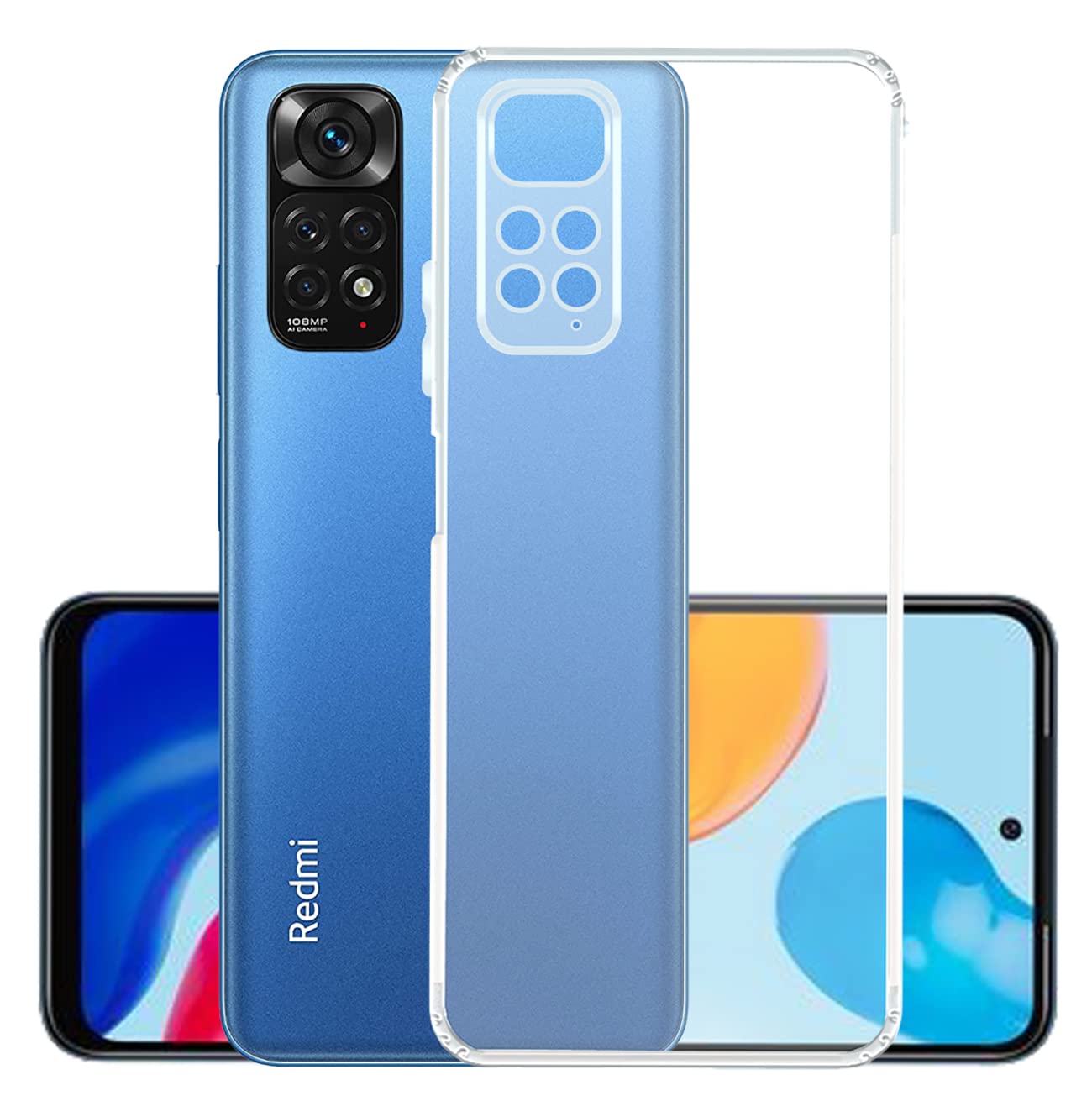 VAKIBO Premium Clear 1.5MM Thick Transparent Soft TPU Rubber Back Cover Case With Camera Protection Suitable for Mi Redmi Note 11