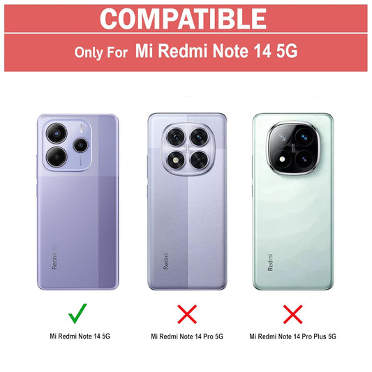 VAKIBO Best Selling Black and Transparent Coloured Made With Soft TPU and Acrylic Back Cover Case With 4 Corner and Camera Protection Suitable for Mi Redmi Note 14