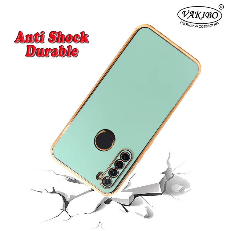 VAKIBO Golden Chrome Border Pista Coloured Soft TPU Back Cover Case With Camera Protection Suitable for Mi Redmi Note 8T