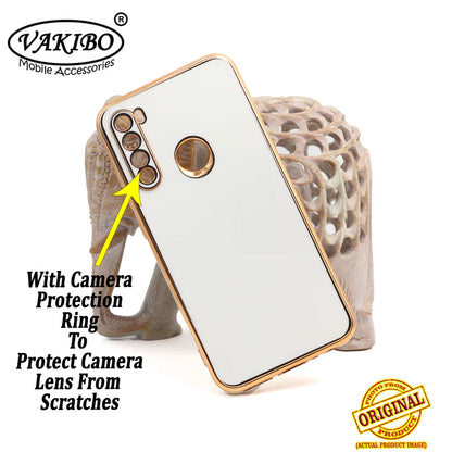 VAKIBO Golden Chrome Border White Coloured Soft TPU Back Cover Case With Camera Protection Suitable for Mi Redmi Note 8T