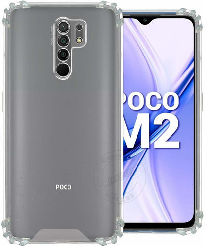 VAKIBO Super Premium Soft TPU Transparent Case With Dustplug,Side Grip,Corner Protection,lanyard Cuts,Camera Protection Suitable for Mi Poco M2