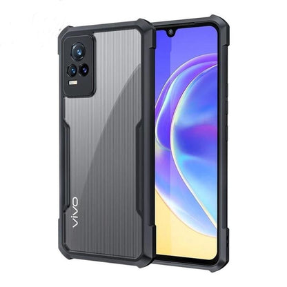 VAKIBO Super Premium Black Border Transparent Case With Corner Protection & Camera Protection Suitable for Vivo V21E 4G
