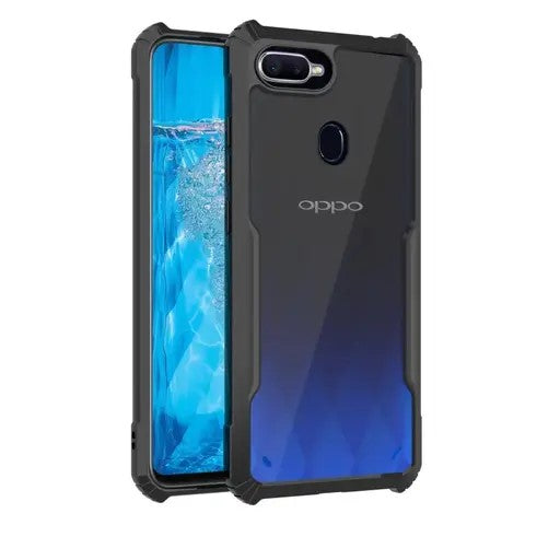 VAKIBO Super Premium Black Border Transparent Case With Corner Protection & Camera Protection Suitable for Oppo F9