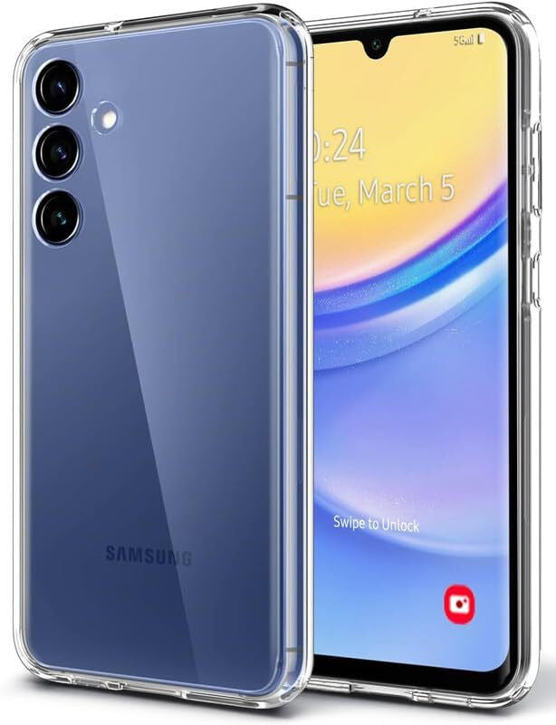 VAKIBO Premium Clear 2MM Thick Transparent Soft TPU Rubber Back Cover Case With Camera Protection Suitable for Samsung Galaxy A15