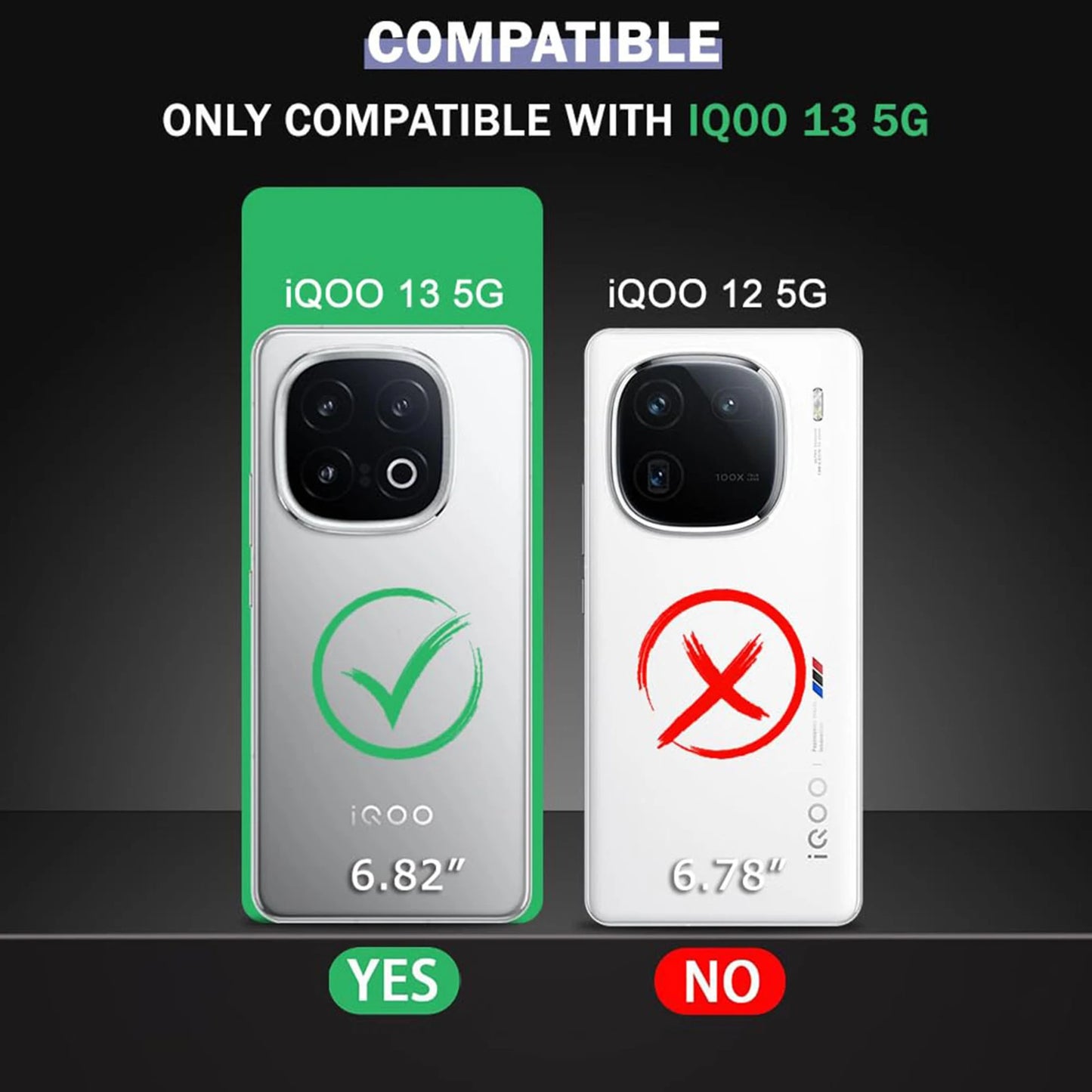 VAKIBO Best Selling Black and Transparent Coloured Made With Soft TPU and Acrylic Back Cover Case With 4 Corner and Camera Protection Suitable for Iqoo 13 5g