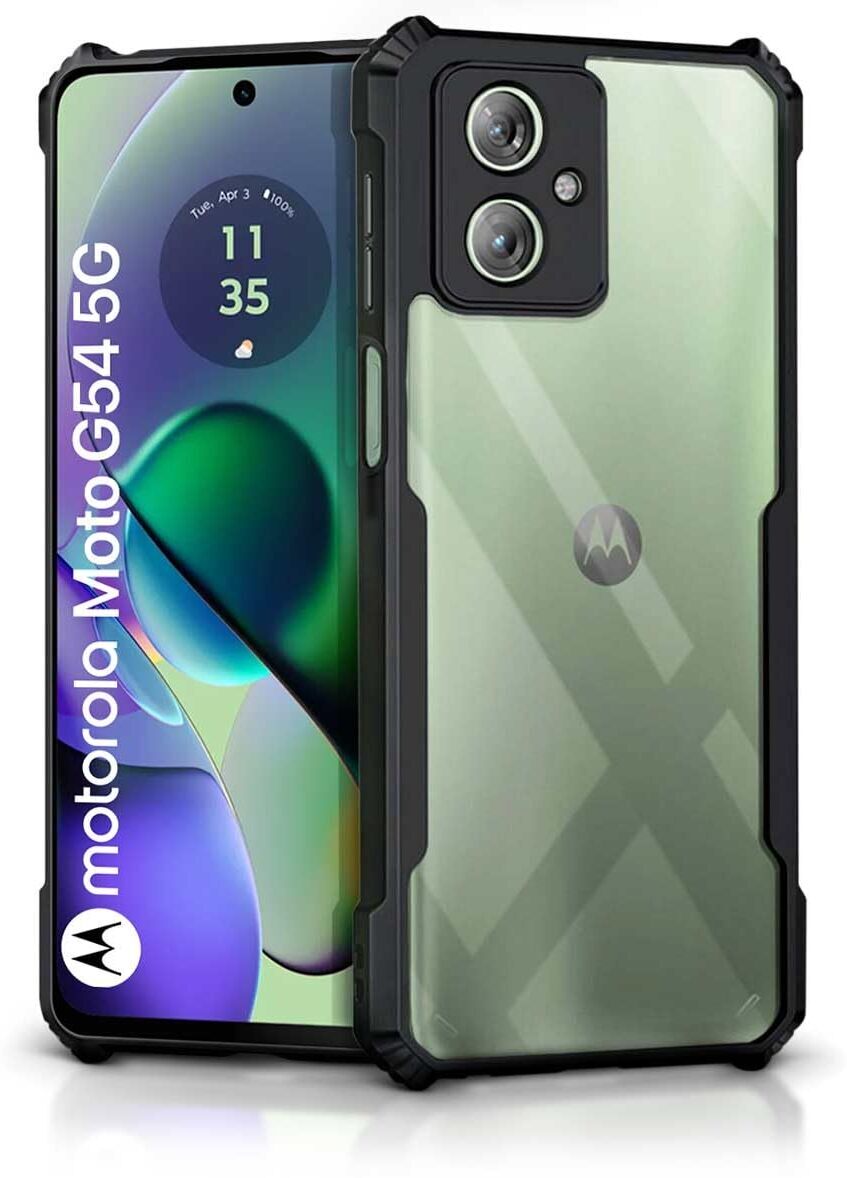 VAKIBO Super Premium Black Border Transparent Case With Corner Protection & Camera Protection Suitable for Moto G54
