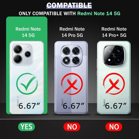 VAKIBO Premium Clear 1.5MM Thick Transparent Soft TPU Rubber Back Cover Case With Camera Protection Suitable for Mi Redmi Note 14 5G