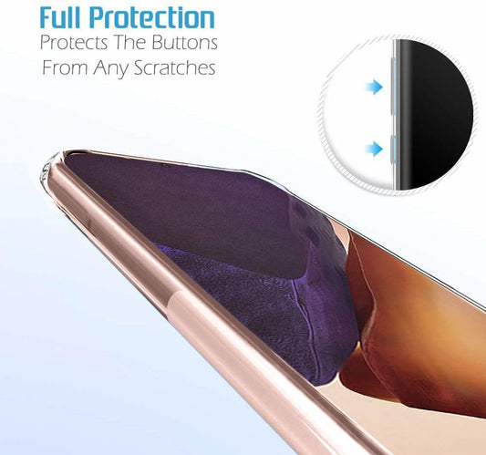 VAKIBO Super Premium Soft TPU Transparent Case With Dustplug,Side Grip,Corner Protection,lanyard Cuts,Camera Protection Suitable for Samsung Note 20