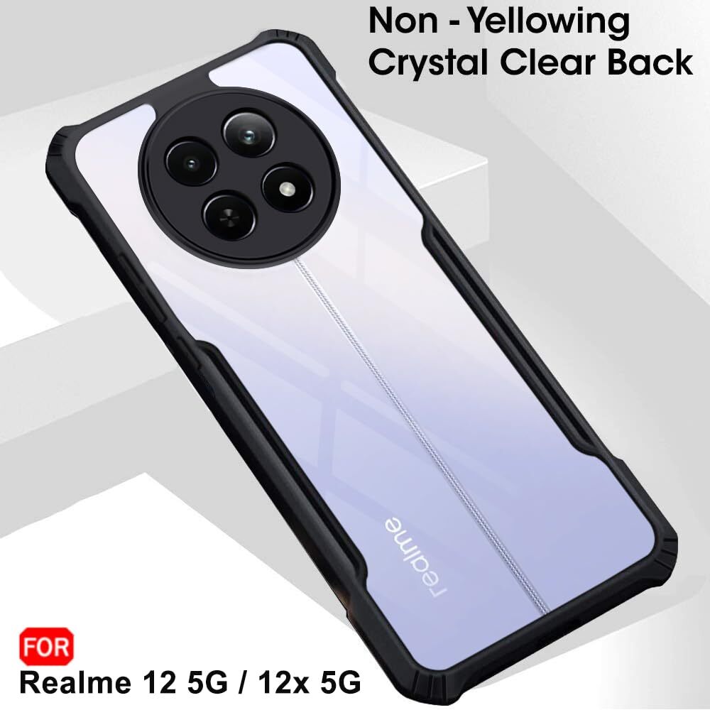 VAKIBO Super Premium Black Border Transparent Case With Corner Protection & Camera Protection Suitable for Realme 12X 5G