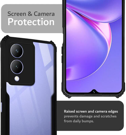 VAKIBO Super Premium Black Border Transparent Case With Corner Protection & Camera Protection Suitable for Vivo Y17S
