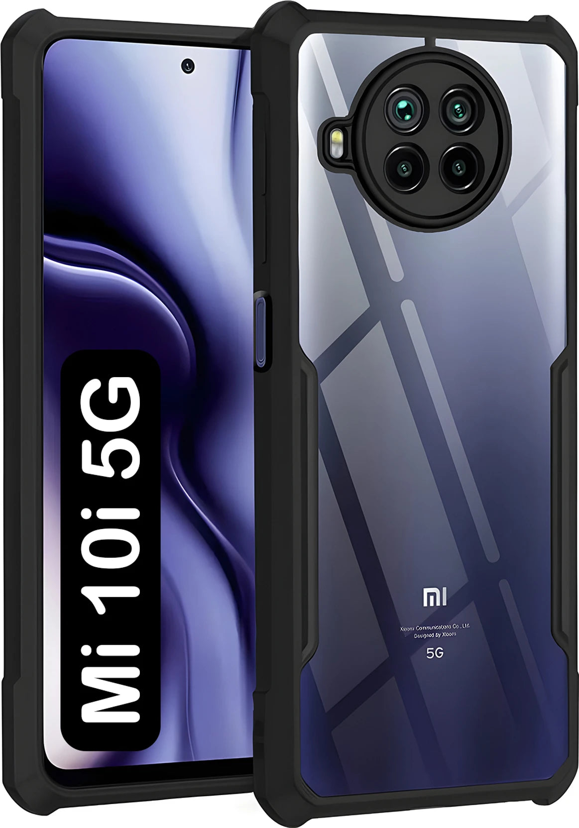 VAKIBO Super Premium Black Border Transparent Case With Corner Protection & Camera Protection Suitable for Mi 10i