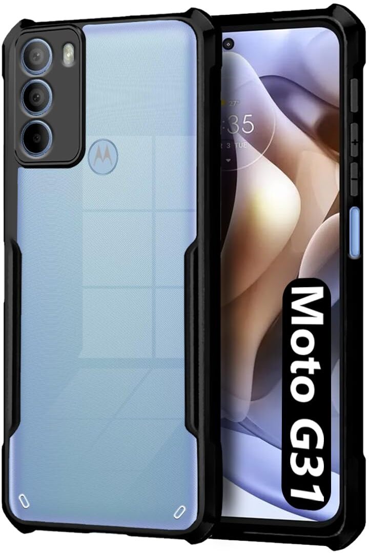VAKIBO Super Premium Black Border Transparent Case With Corner Protection & Camera Protection Suitable for Moto G31