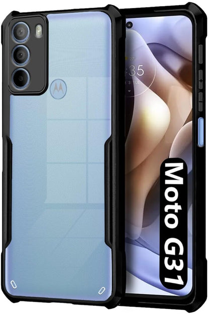 VAKIBO Super Premium Black Border Transparent Case With Corner Protection & Camera Protection Suitable for Moto G31