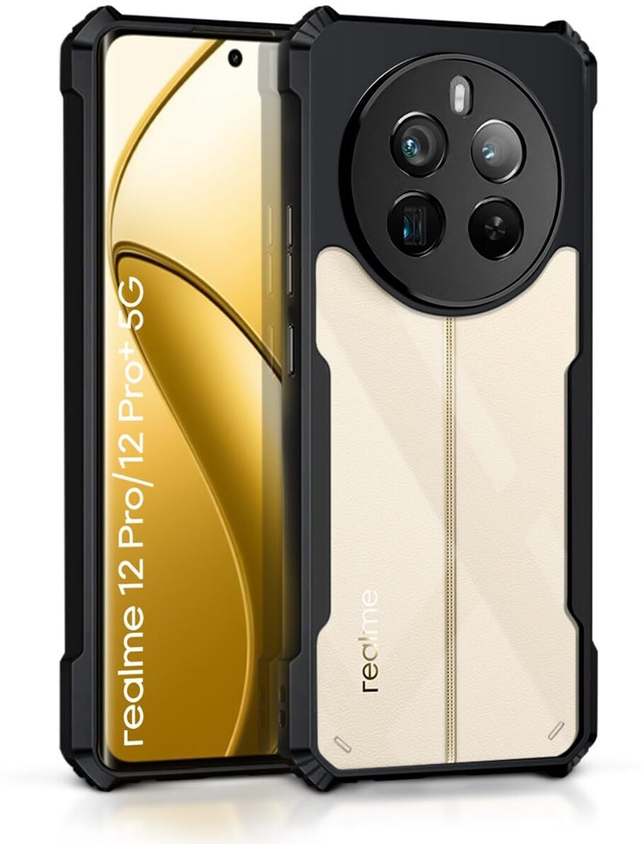 VAKIBO Super Premium Black Border Transparent Case With Corner Protection & Camera Protection Suitable for Realme 12 Pro 5G