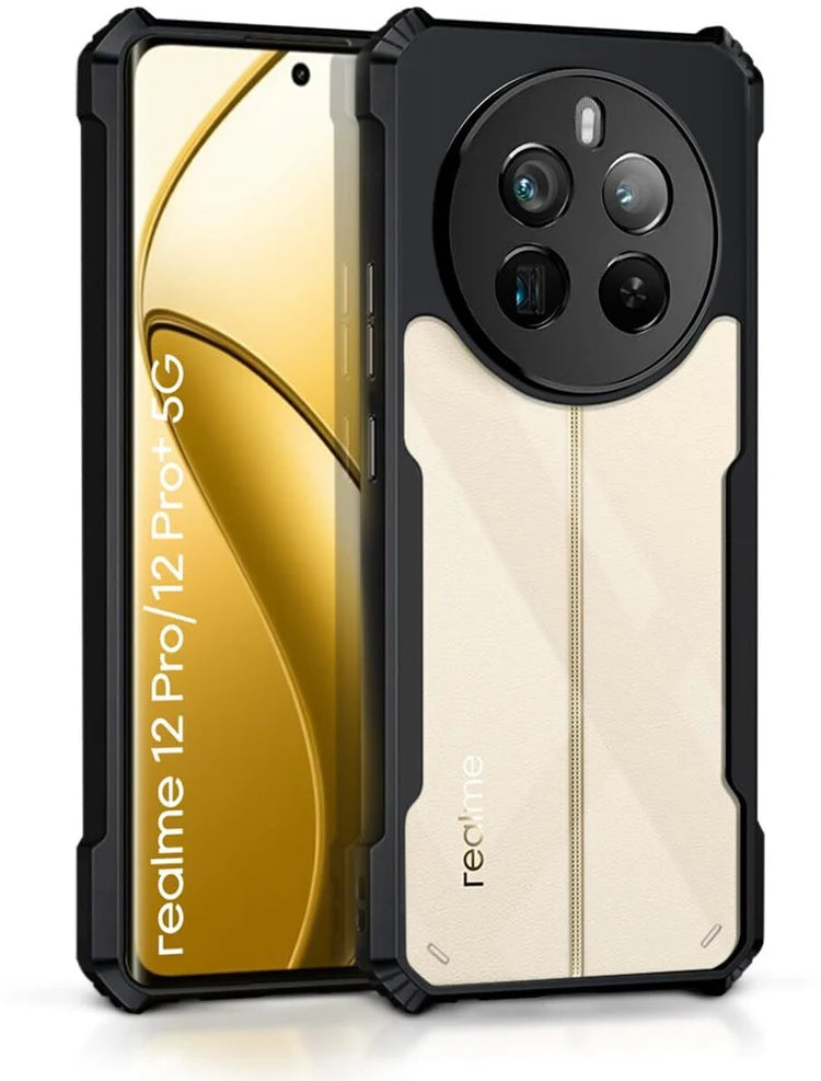 VAKIBO Super Premium Black Border Transparent Case With Corner Protection & Camera Protection Suitable for Realme 12 Pro Plus 5G