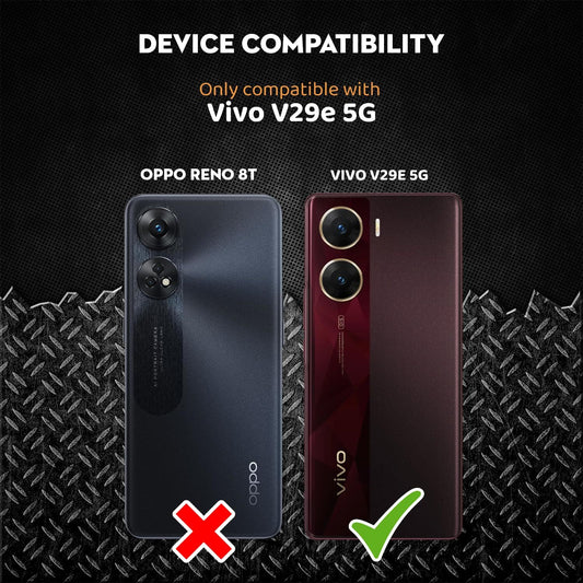 VAKIBO Best Selling Black and Transparent Back Cover Case Made With Soft TPU and Acrylic With 4 Corner and Camera Protection Suitable for Vivo V29 E